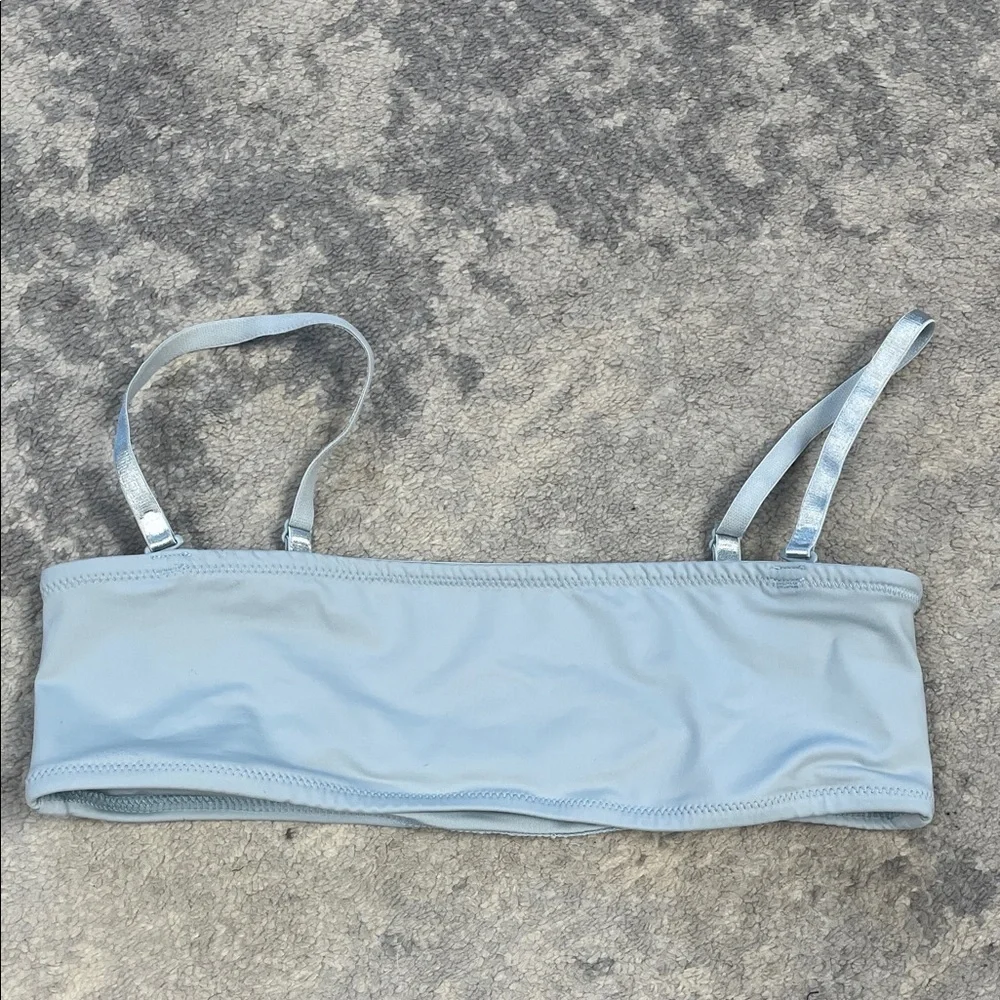 New Skims Micro Bandeau Bikini Top Swim Faded Denim Blue Sz S